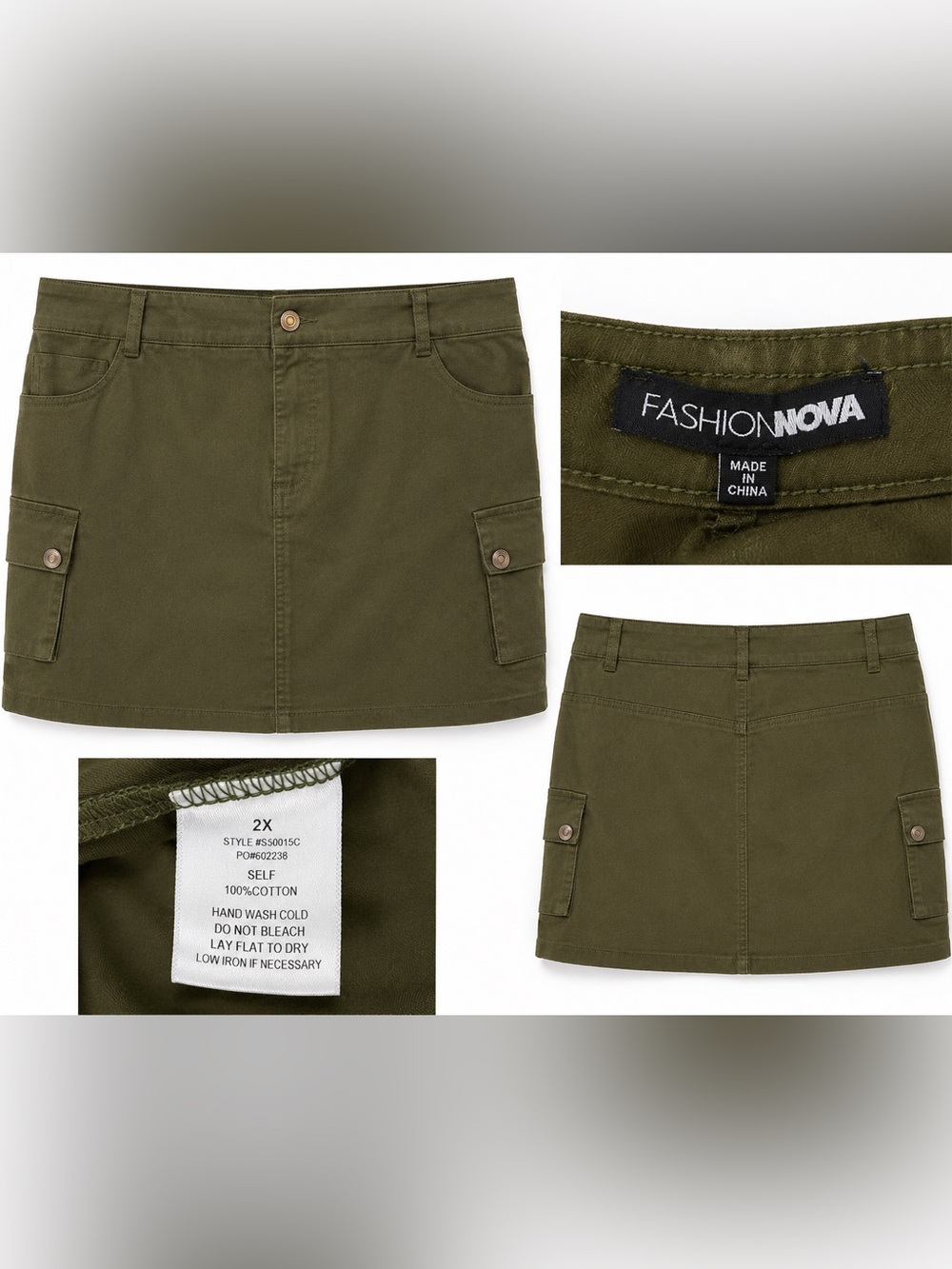 Fashion Nova Olive Green Cargo Mini Skirt